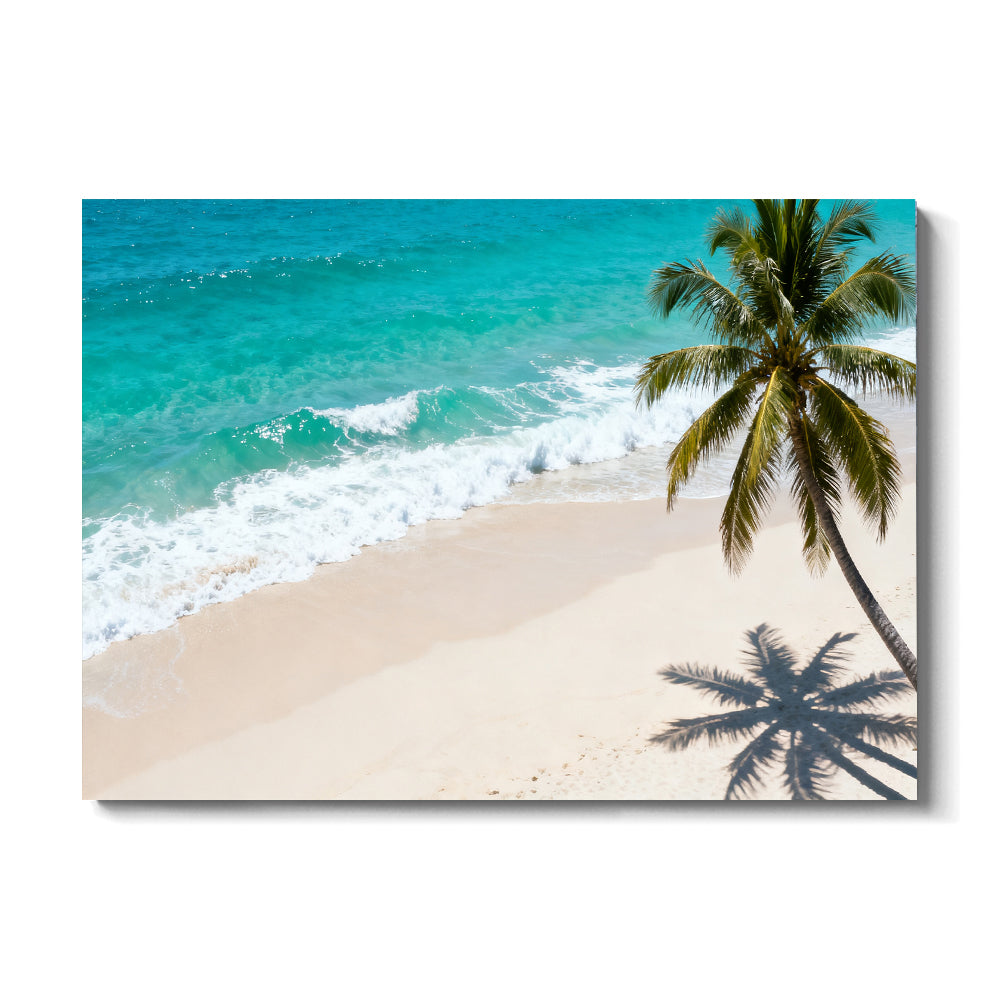 Lone Palm Shore canvas wall art, front view on a white background.