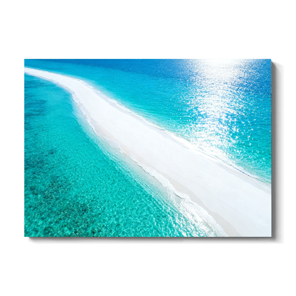 Luminous White Sandbar canvas wall art, front view on a white background.