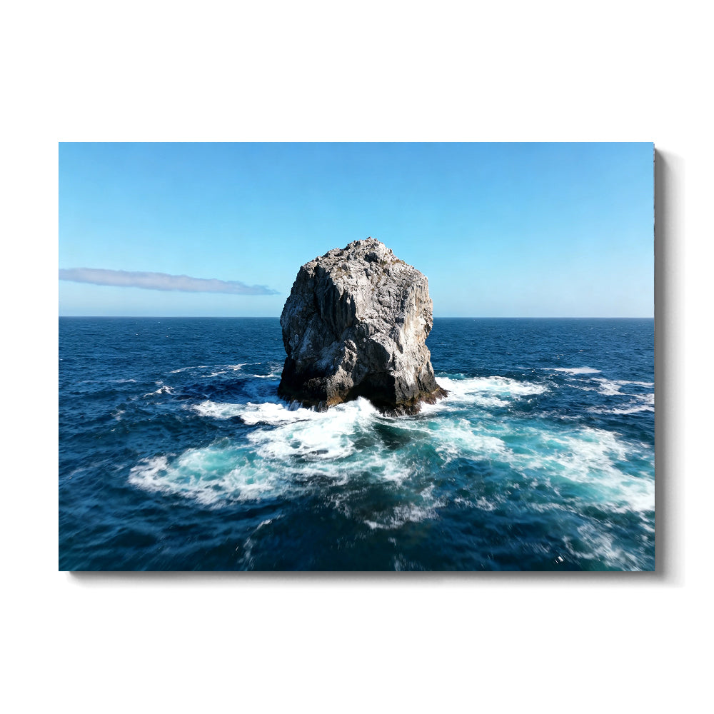 Solitary Sea Stack canvas wall art, front view on a white background.