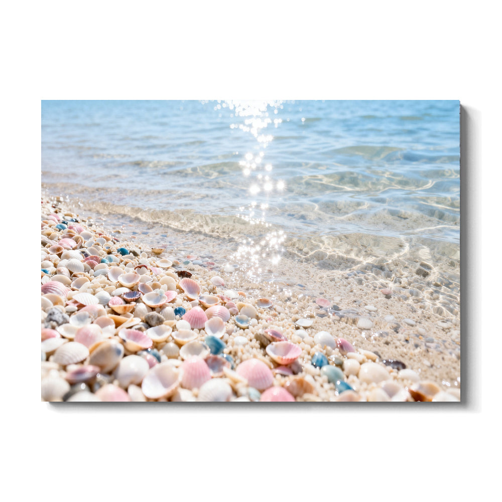 Pastel Shell Shore canvas wall art, front view on a white background.