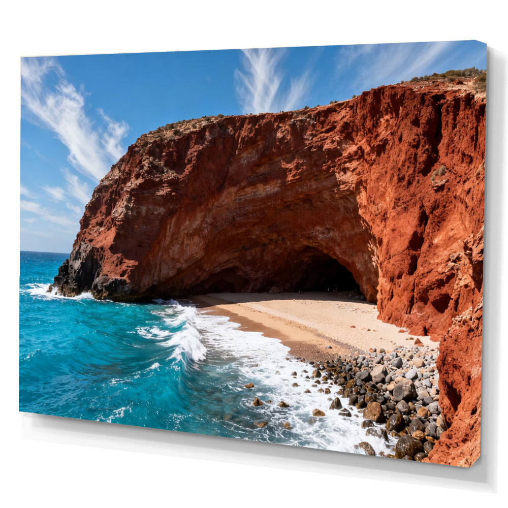 Red Cliff Cove canvas wall art, angled canvas mockup on a white background.