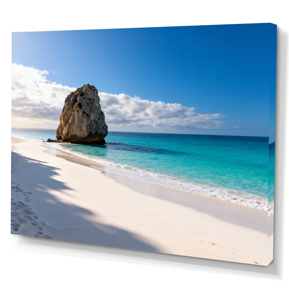 White Beach Rock canvas wall art, angled canvas mockup on a white background.