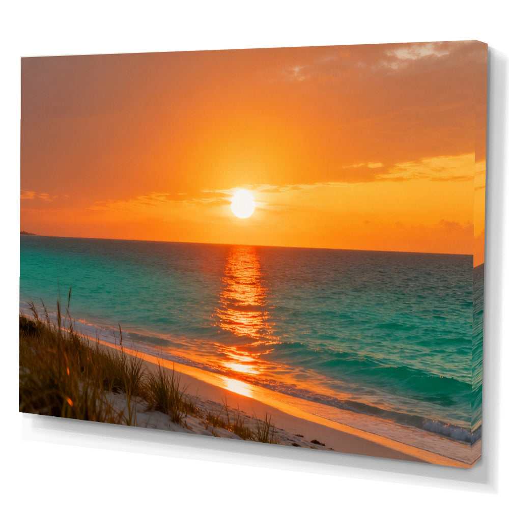 Golden Dune Sunset canvas wall art, angled canvas mockup on a white background.