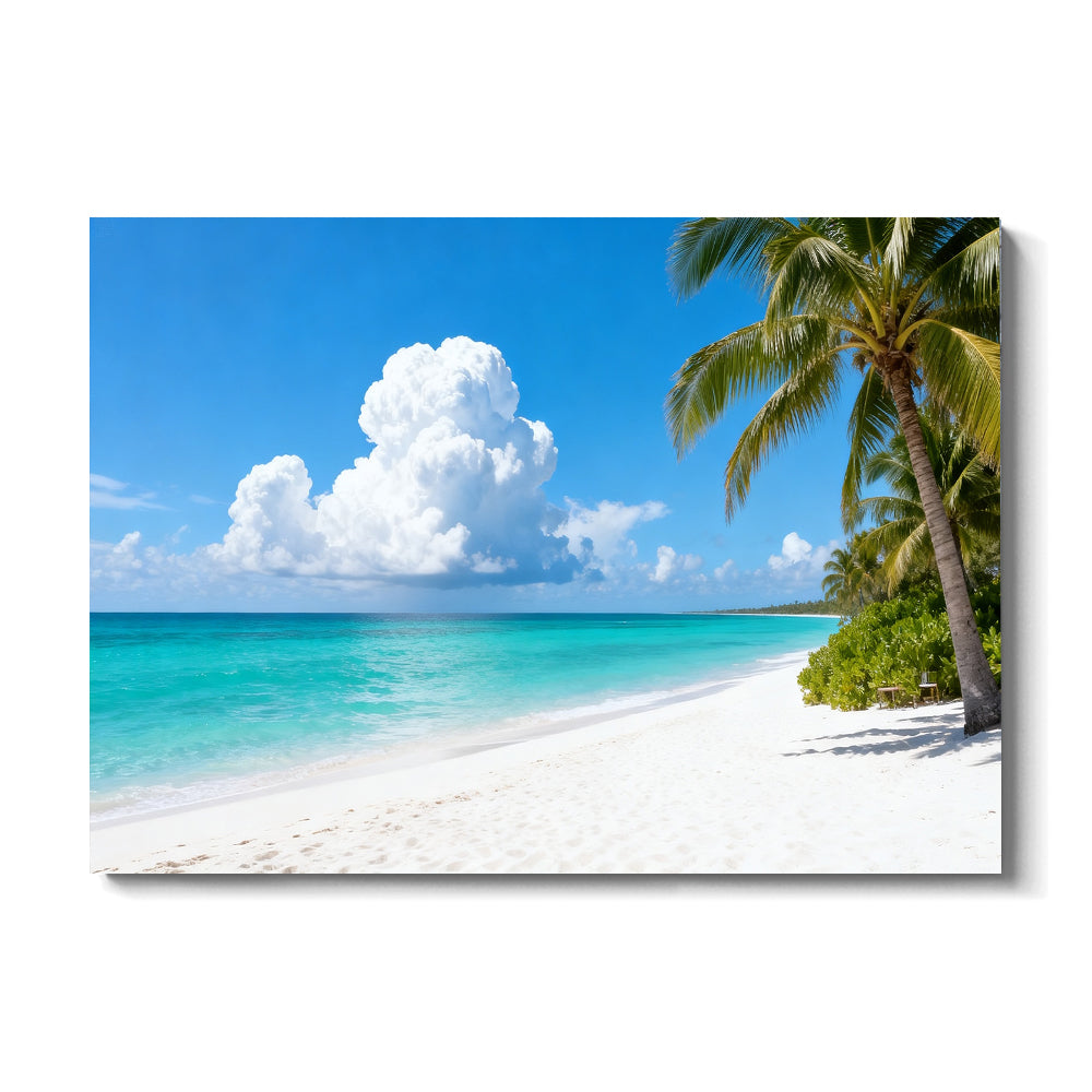 Clouds over Palm Beach canvas wall art, front view on a white background.