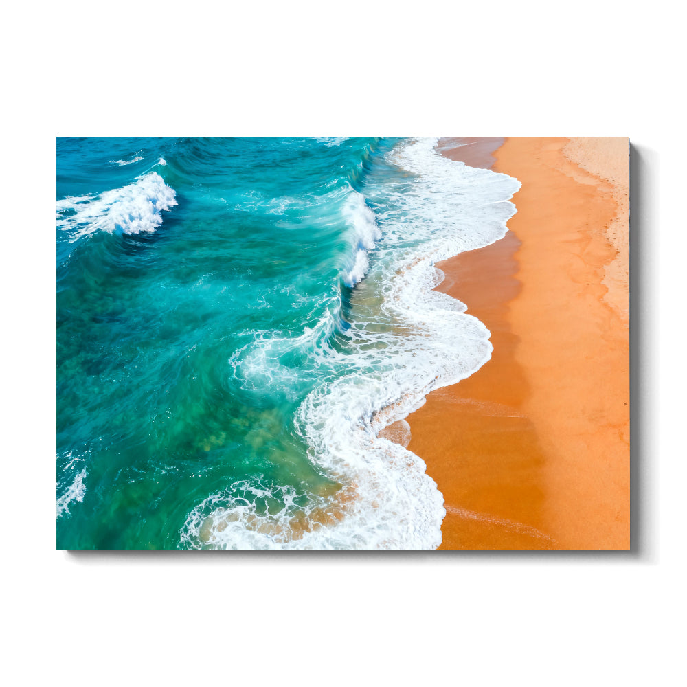 Turquoise Surf Patterns canvas wall art, front view on a white background.