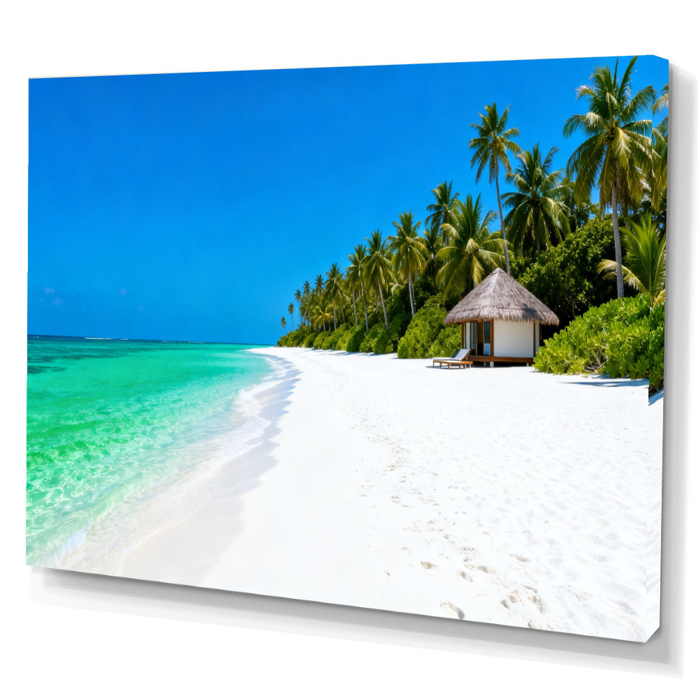 Palm Beach Shelter canvas wall art, angled canvas mockup on a white background.