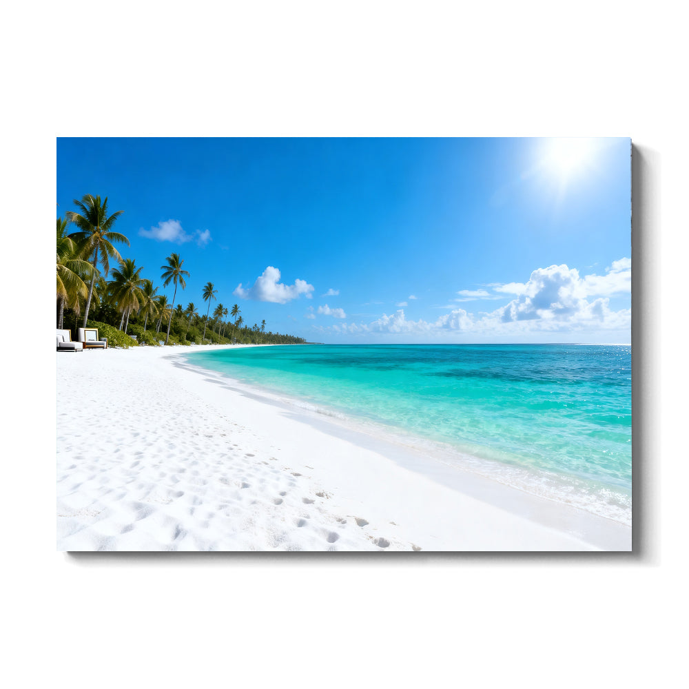 Endless Tropical Strand canvas wall art, front view on a white background.