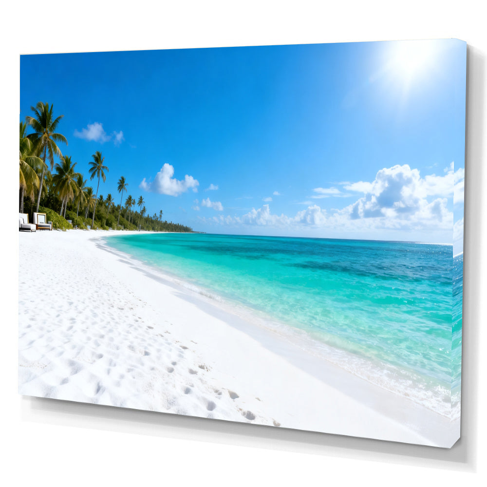 Endless Tropical Strand canvas wall art, angled canvas mockup on a white background.