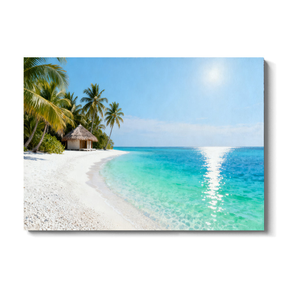 Quiet Lagoon Retreat canvas wall art, front view on a white background.