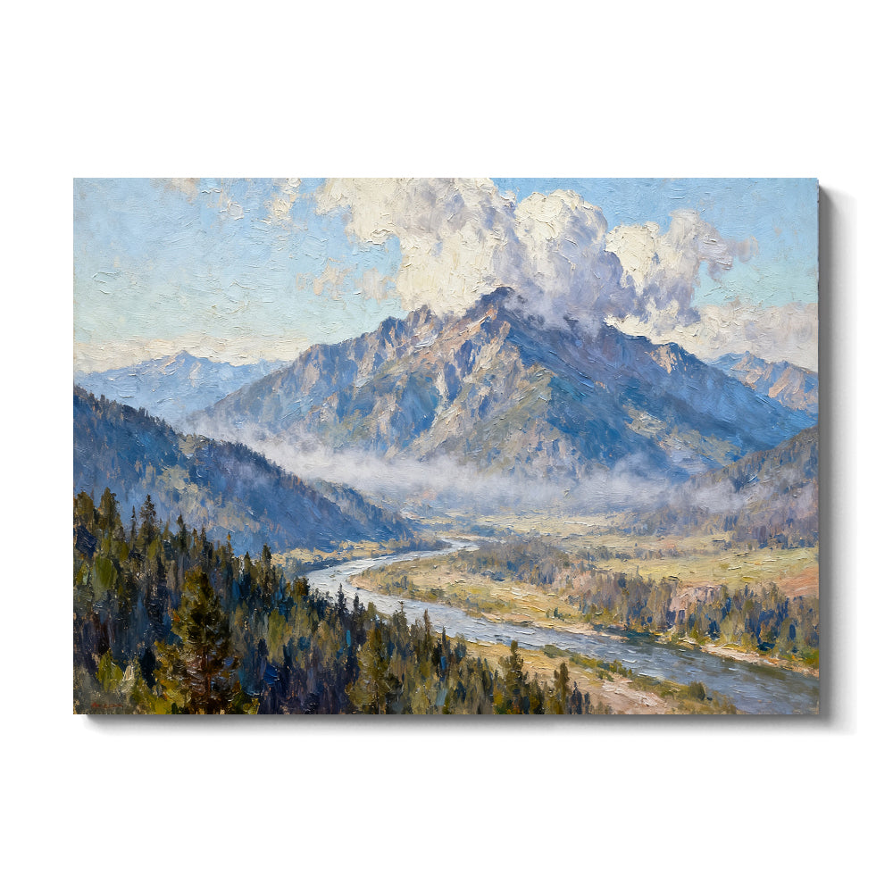 River beneath the Summit canvas wall art, front view on a white background.