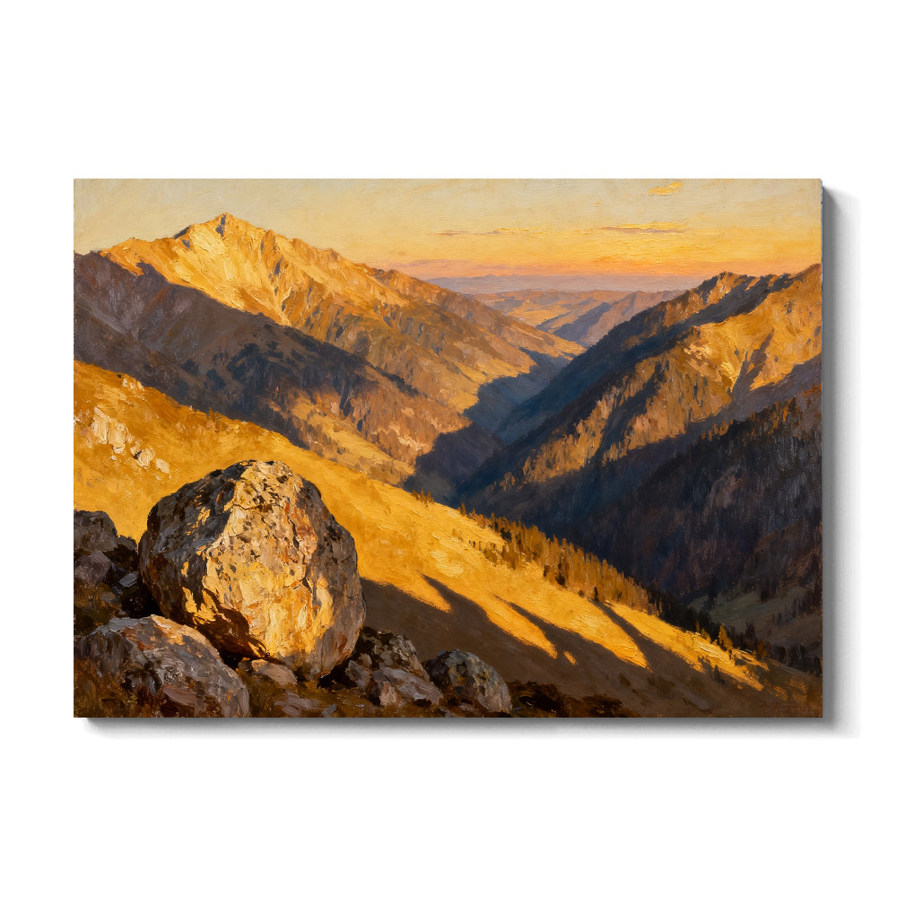 Golden Canyon Ridges canvas wall art, front view on a white background.