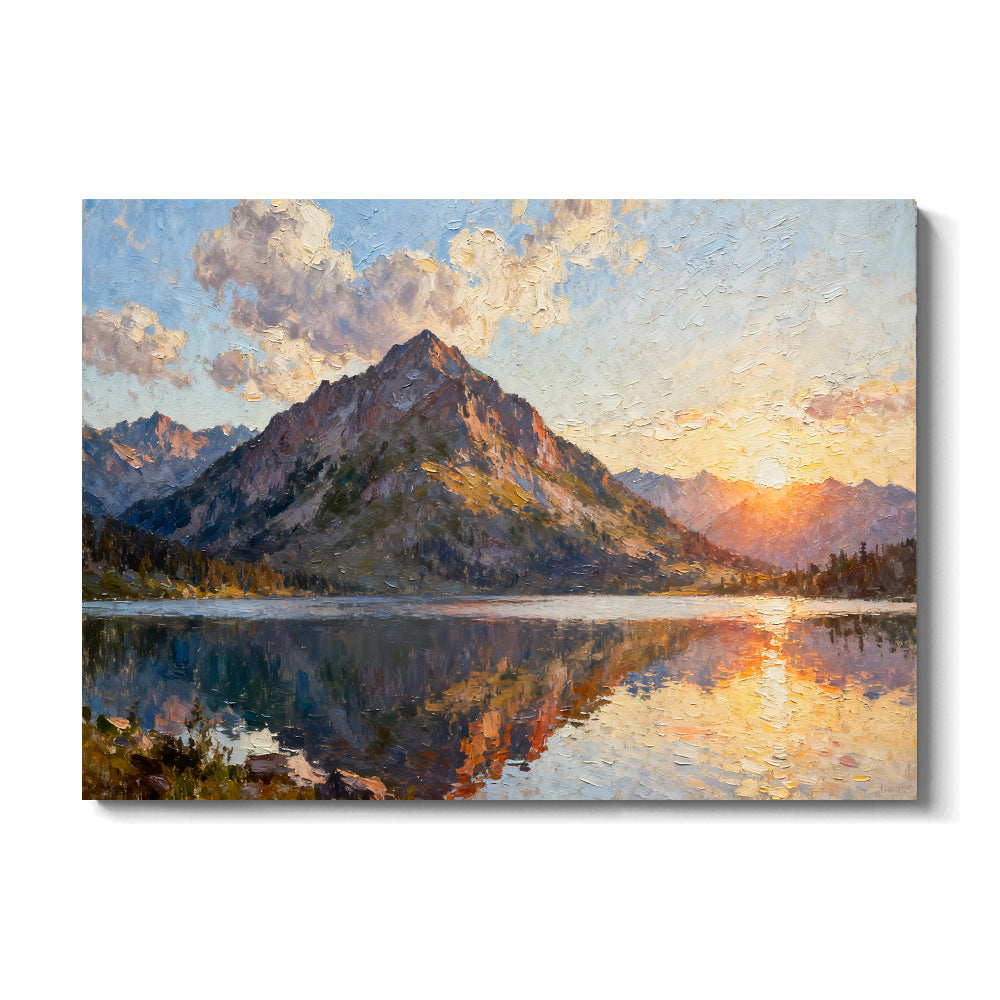 Still Mountain Lake canvas wall art, front view on a white background.