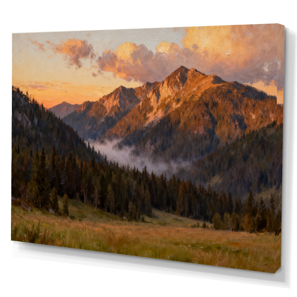 Amber Summit Clearing canvas wall art, angled canvas mockup on a white background.