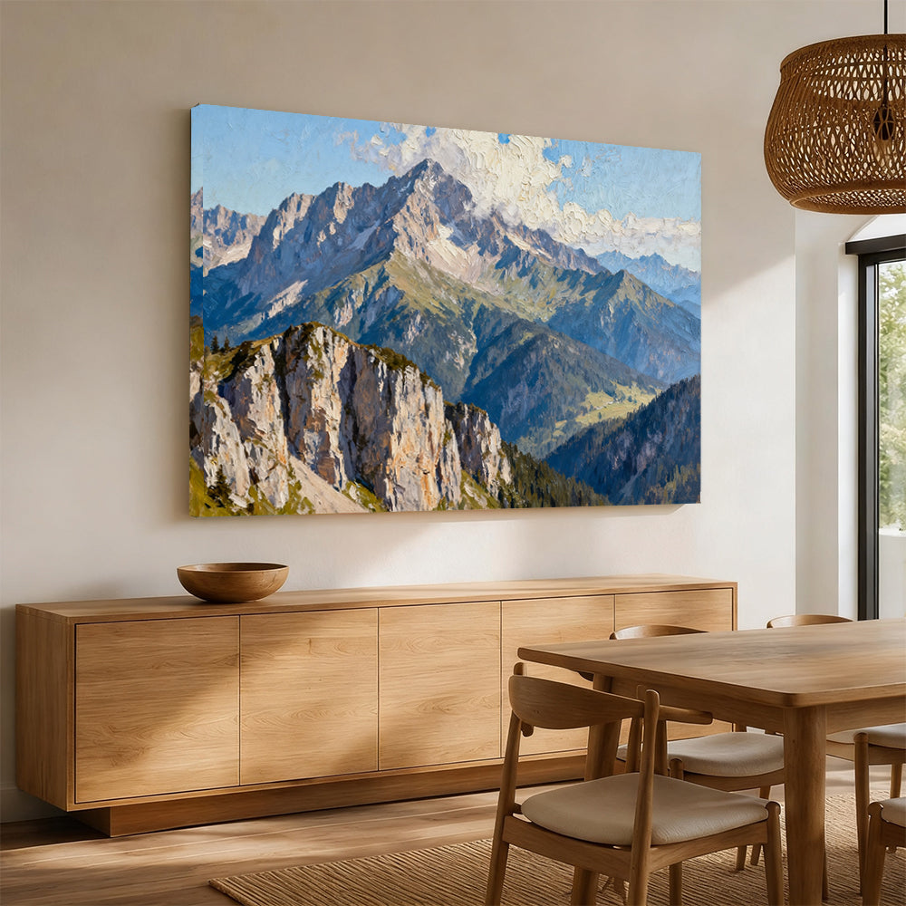 Granite Crown Panorama canvas wall art, angled mockup above a sideboard.