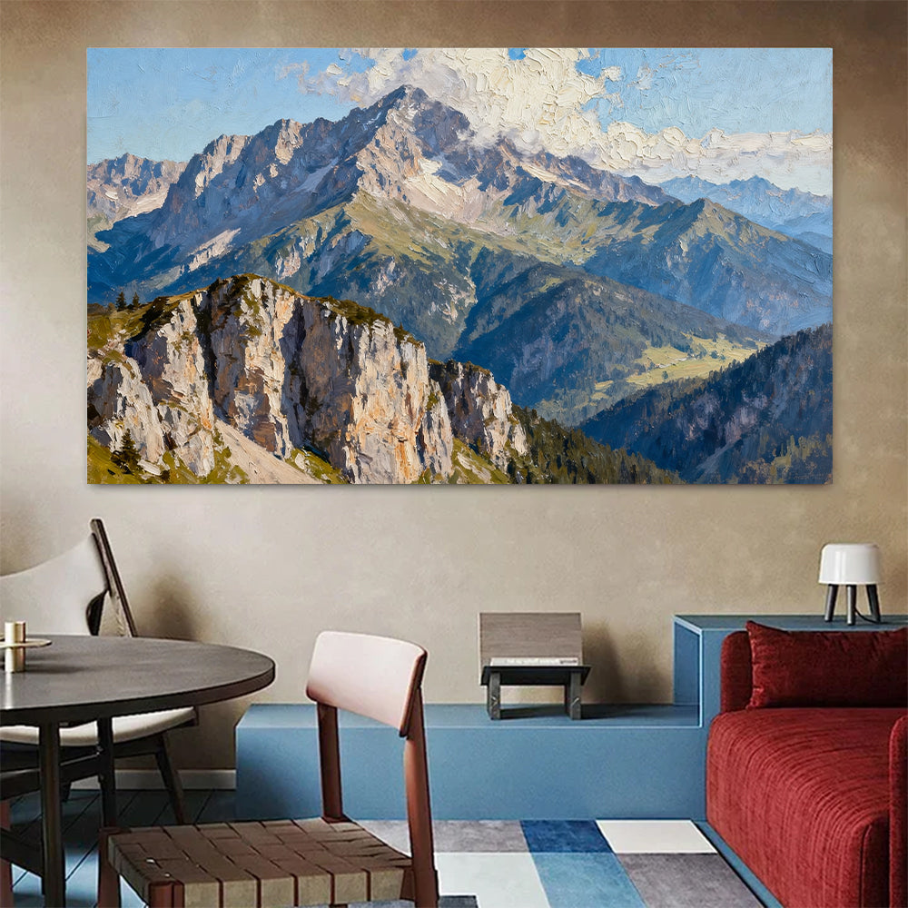 Granite Crown Panorama canvas wall art, colorful room mockup.