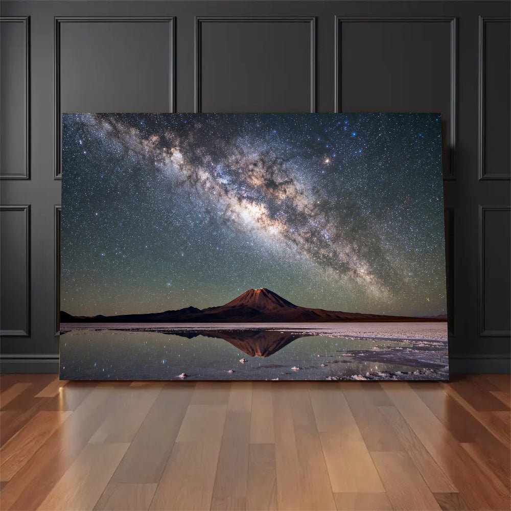 Starfall on the Salt Flats canvas wall art, floor display mockup.