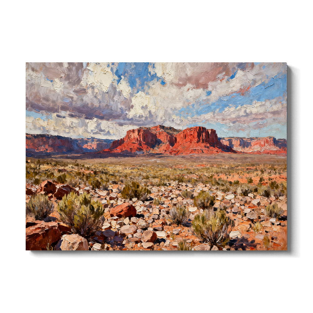 Cloudscape over Red Mesas canvas wall art, front view on a white background.