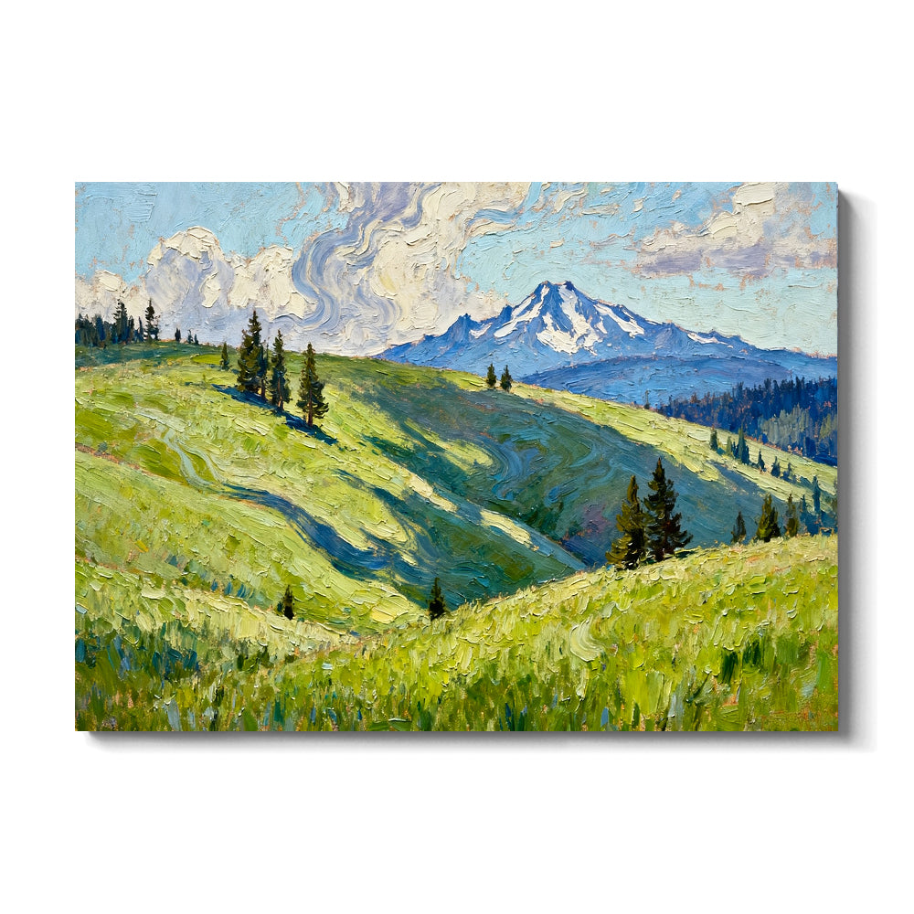 Sunlit Hills and Open Sky canvas wall art, front view on a white background.