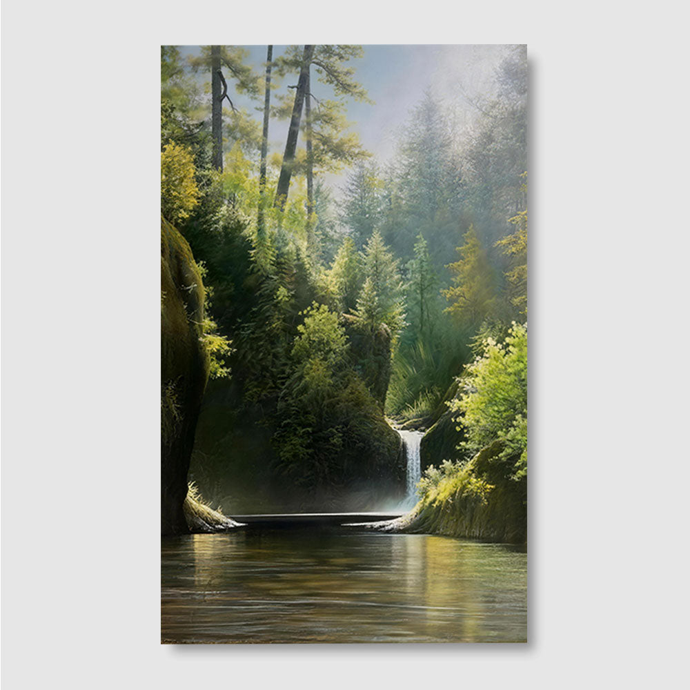 Hidden Forest Falls canvas wall art, front product mockup on a light background.