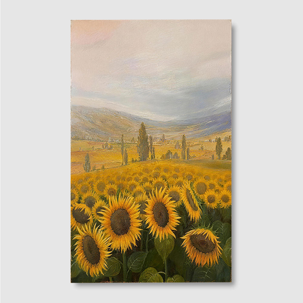 Sunflower Country Morning canvas wall art, front product mockup on a light background.