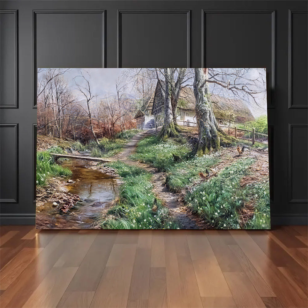 Early Spring Creek canvas wall art, styled room mockup 4.