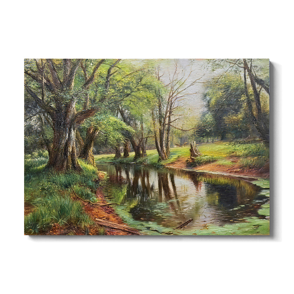 Reflections Beneath Old Trees canvas wall art, front product mockup on a light background.