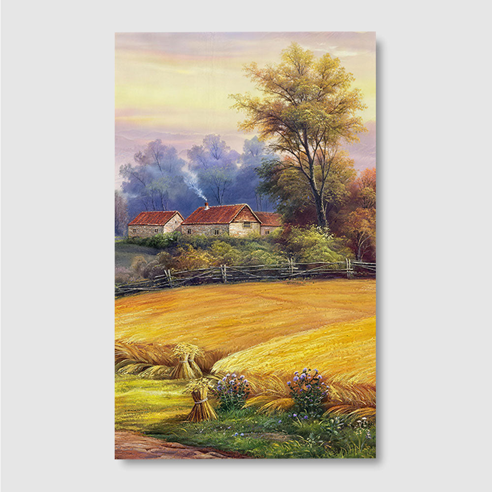Harvest Field at Golden Hour canvas wall art, front product mockup on a light background.