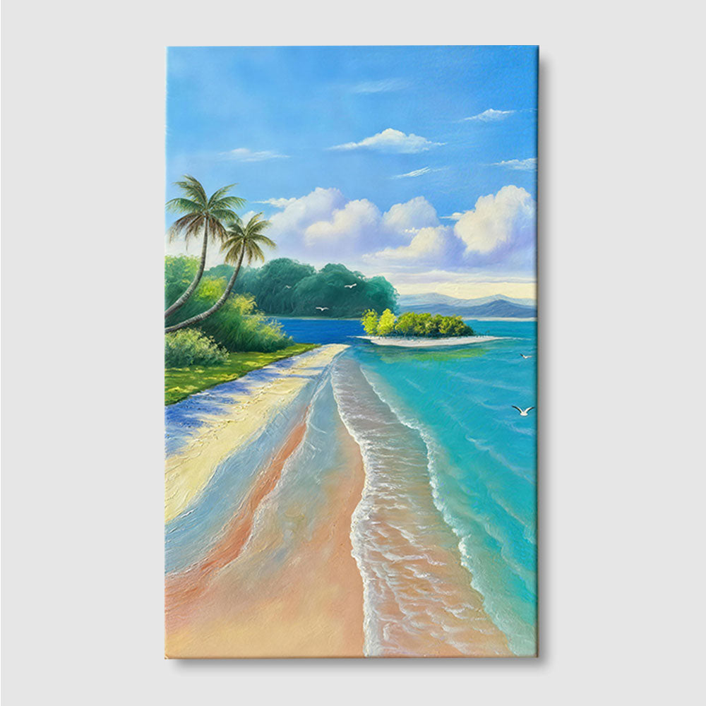Turquoise Tropical Shore canvas wall art, front product mockup on a light background.