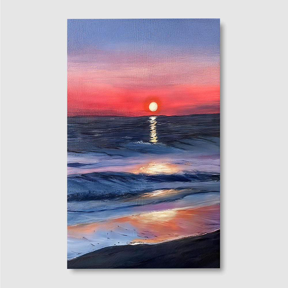 Rose Sunset on the Waves canvas wall art, front product mockup on a light background.