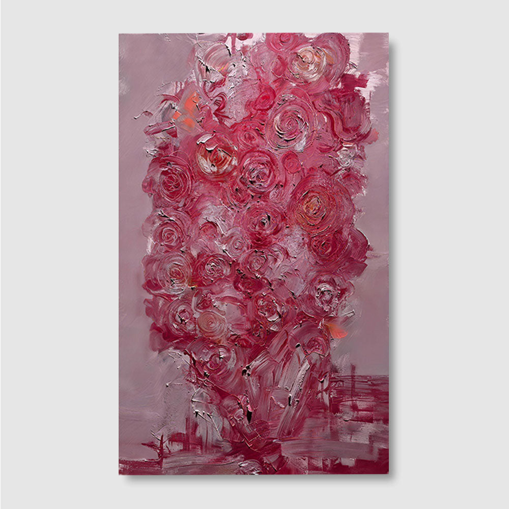 Pink Rose Cascade canvas wall art, front product mockup on a light background.