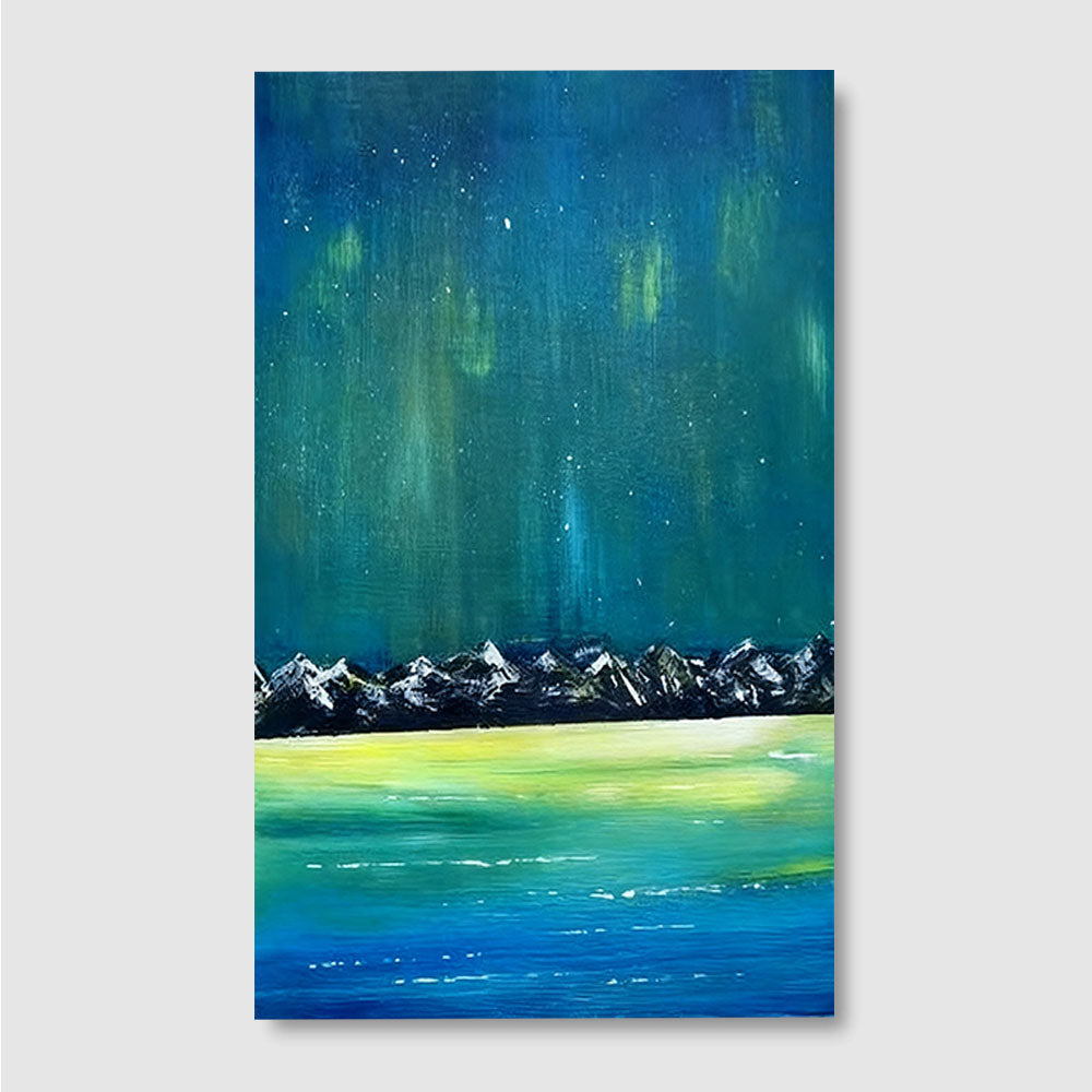 Northern Lights Above the Range canvas wall art, front product mockup on a light background.