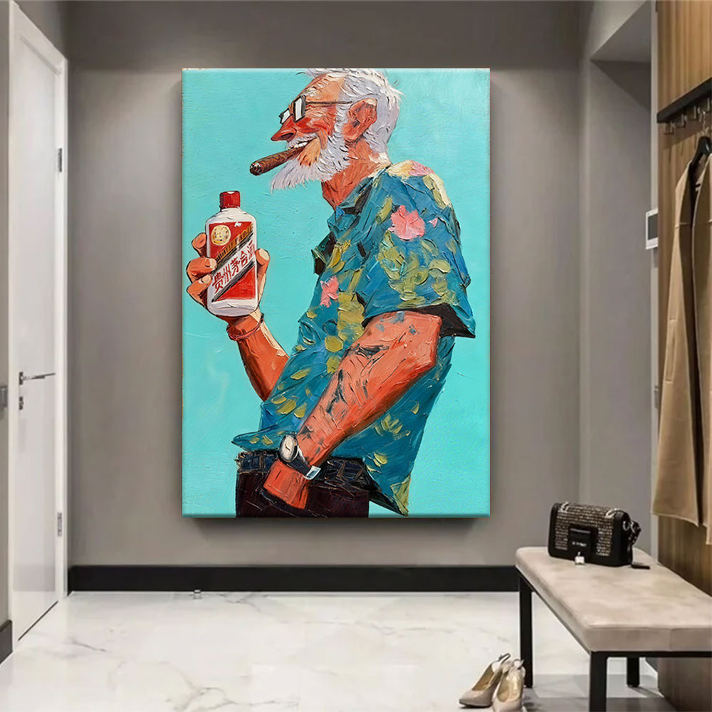 A Toast in Turquoise canvas wall art, styled room mockup 2.
