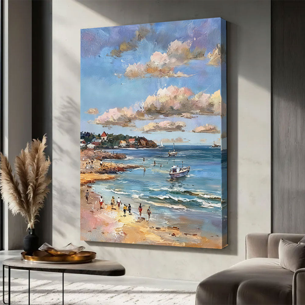 Cloud Shadows Over the Bay canvas wall art, styled room mockup 4.