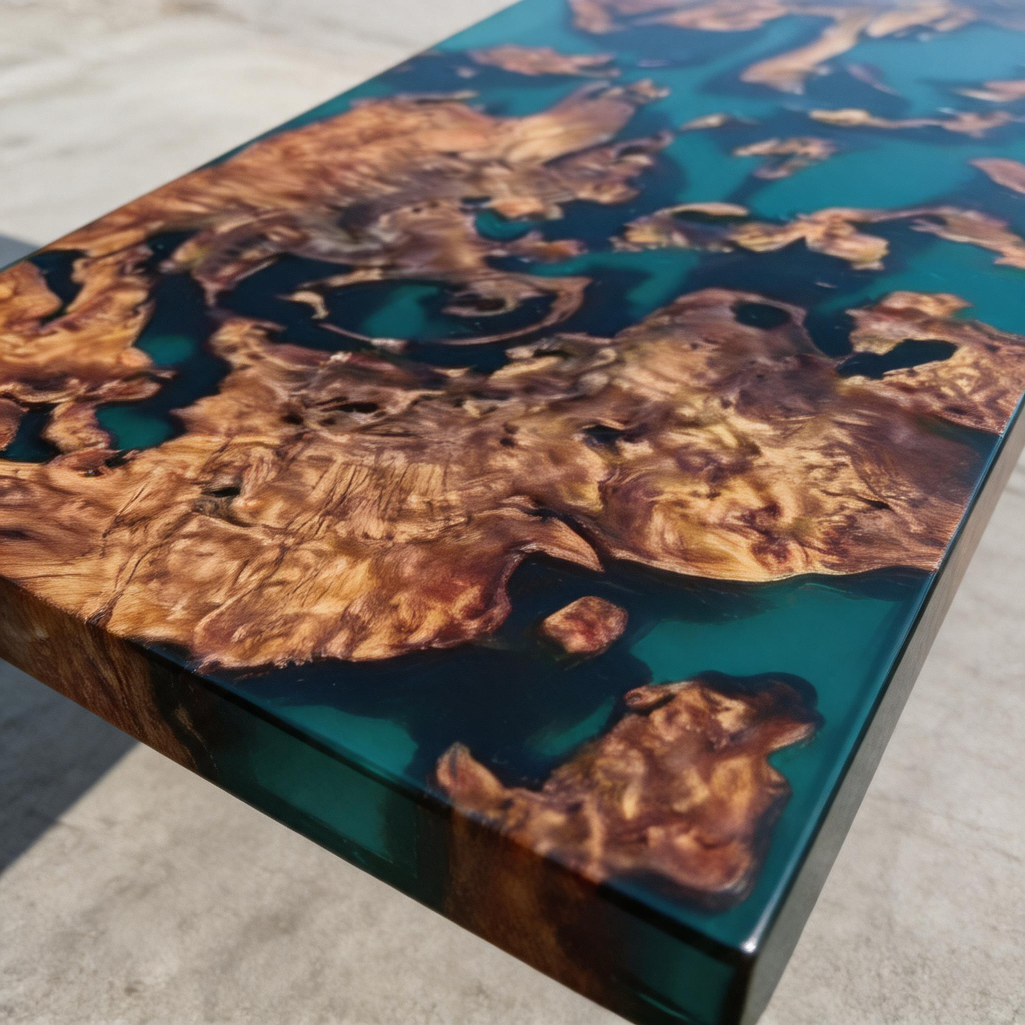 Custom Elegant Cunninghamia Wood Epoxy Dining Table