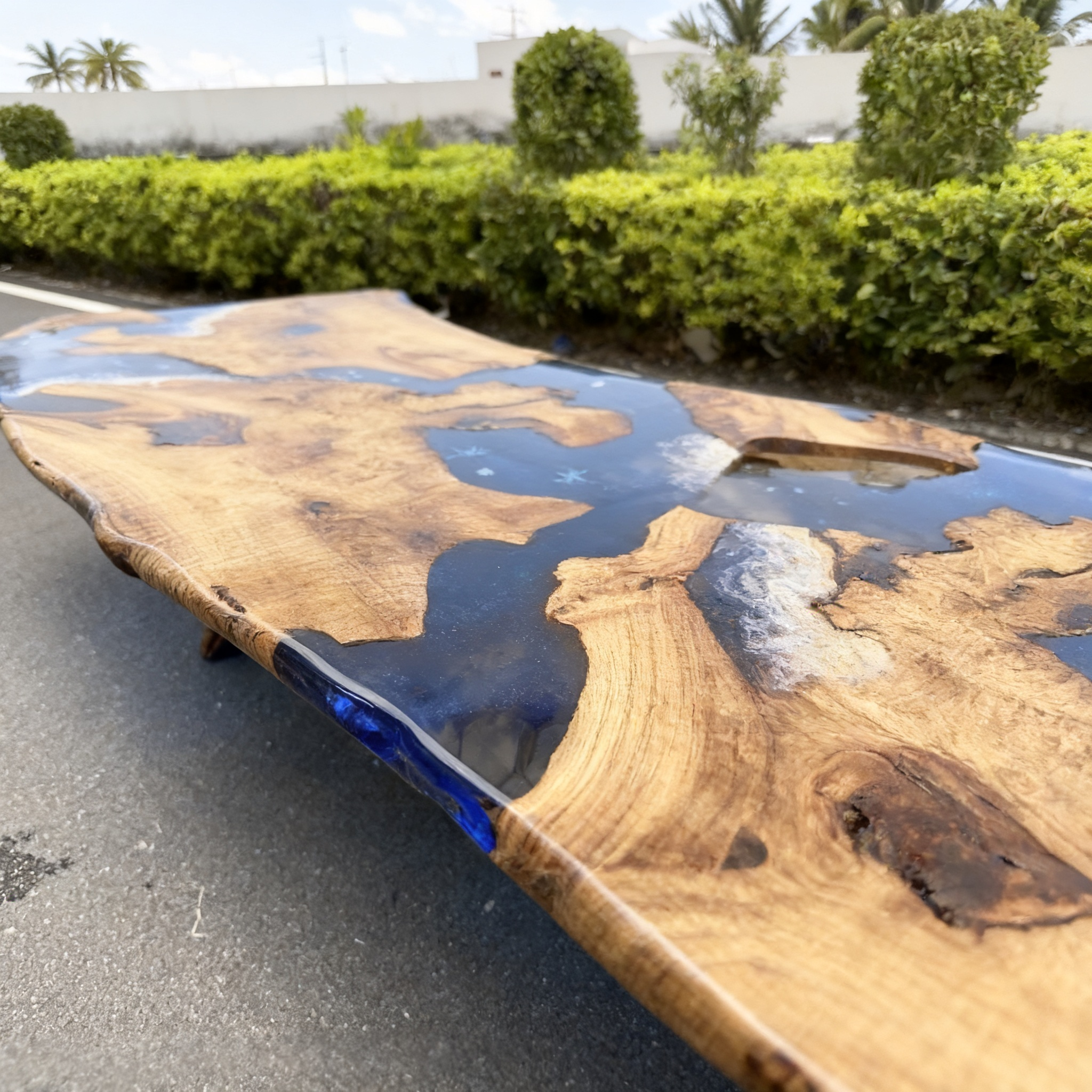 Custom Ocean Wave Epoxy Island Table