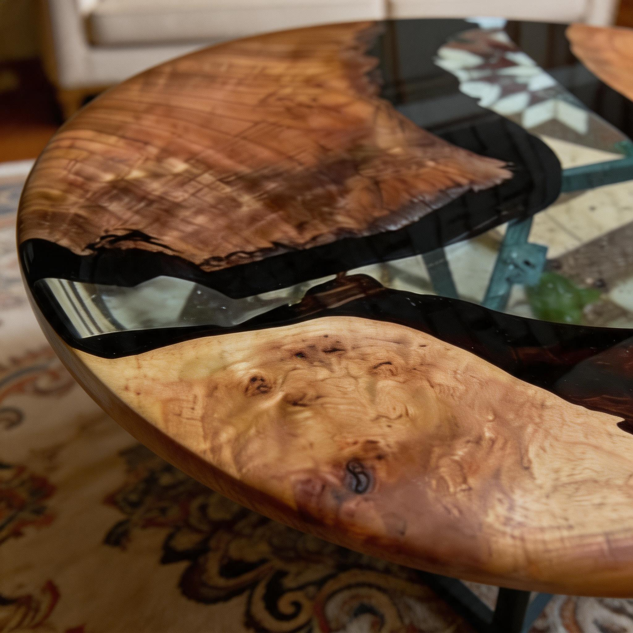 Walnut Round Epoxy Resin Table