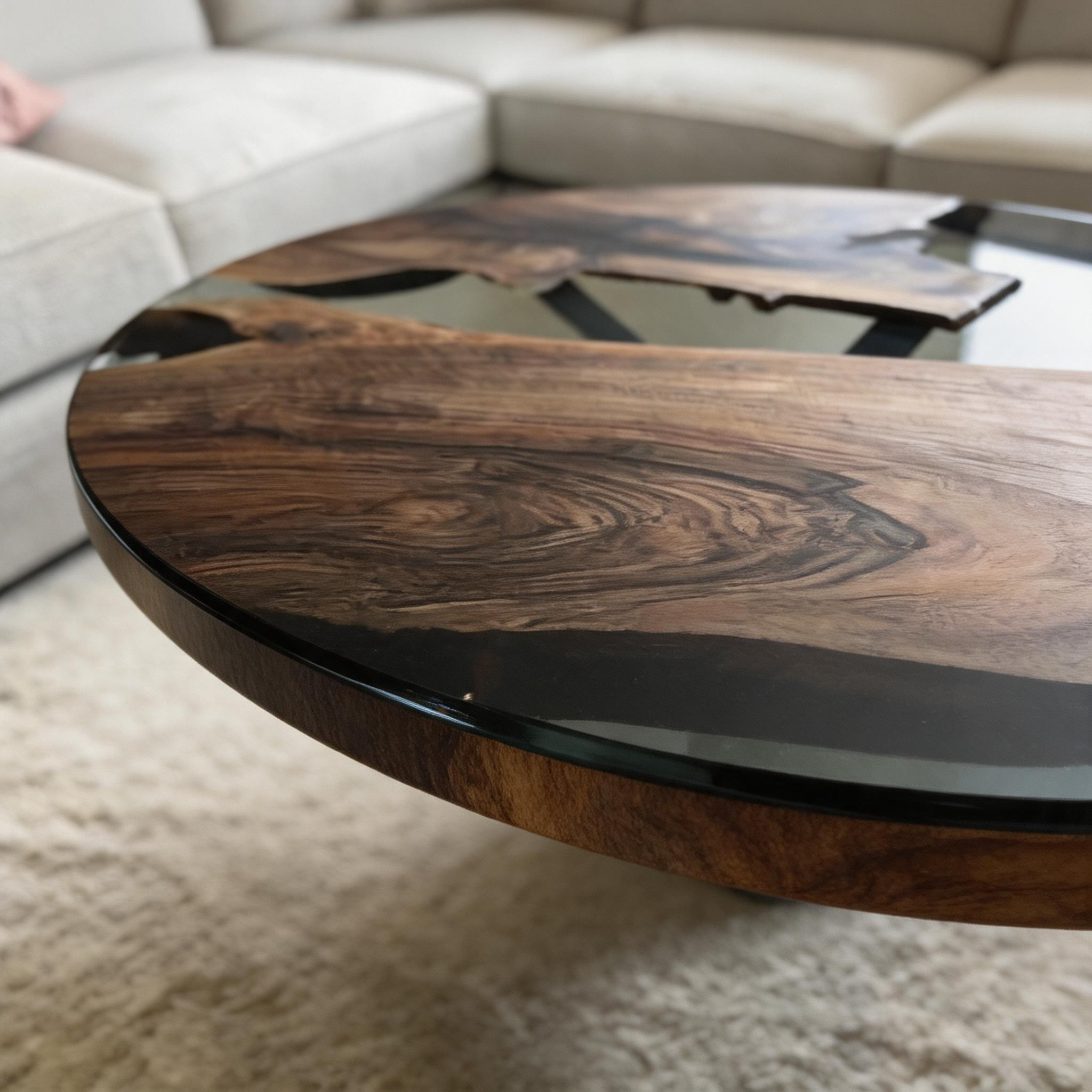 Walnut Round Epoxy Resin Table