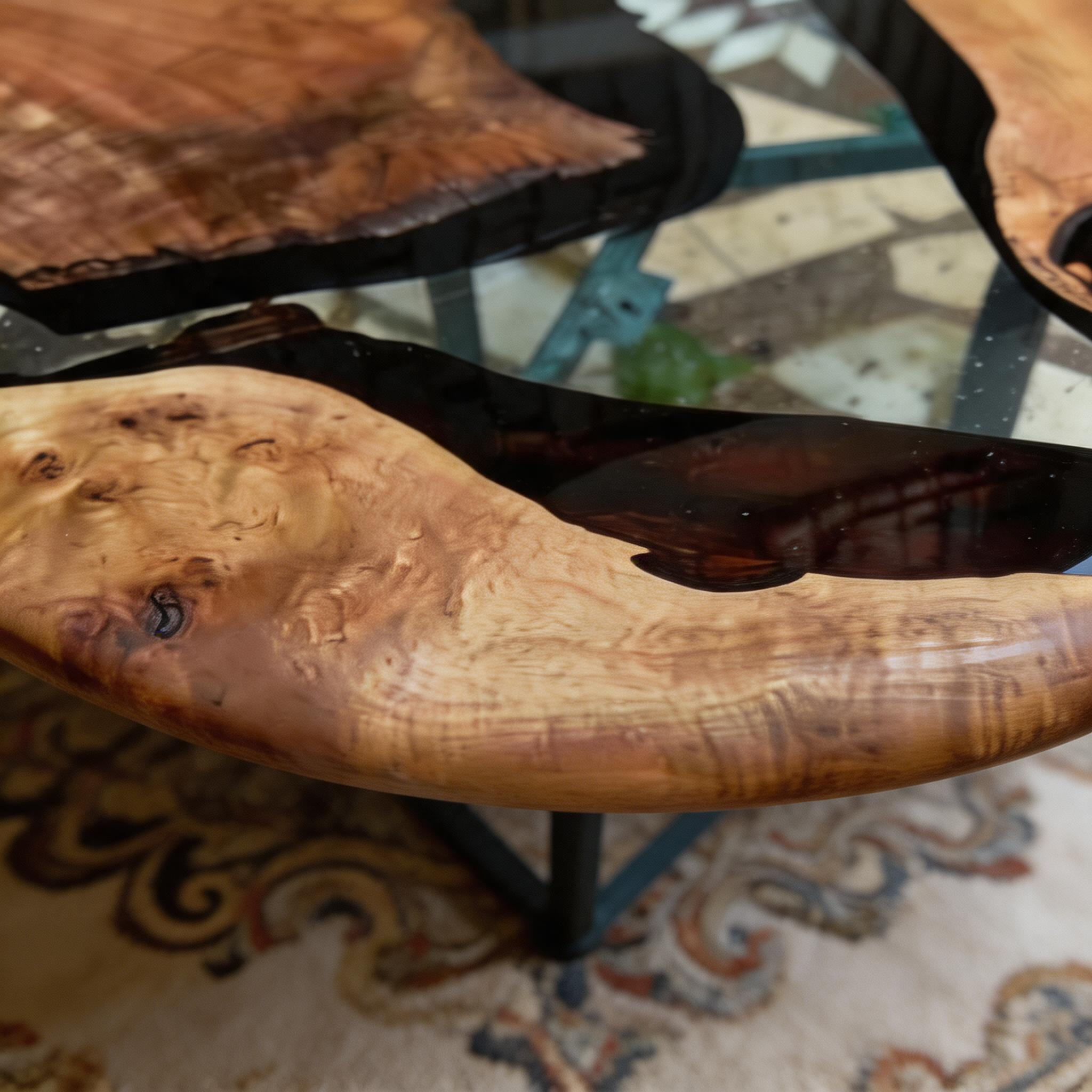 Walnut Round Epoxy Resin Table
