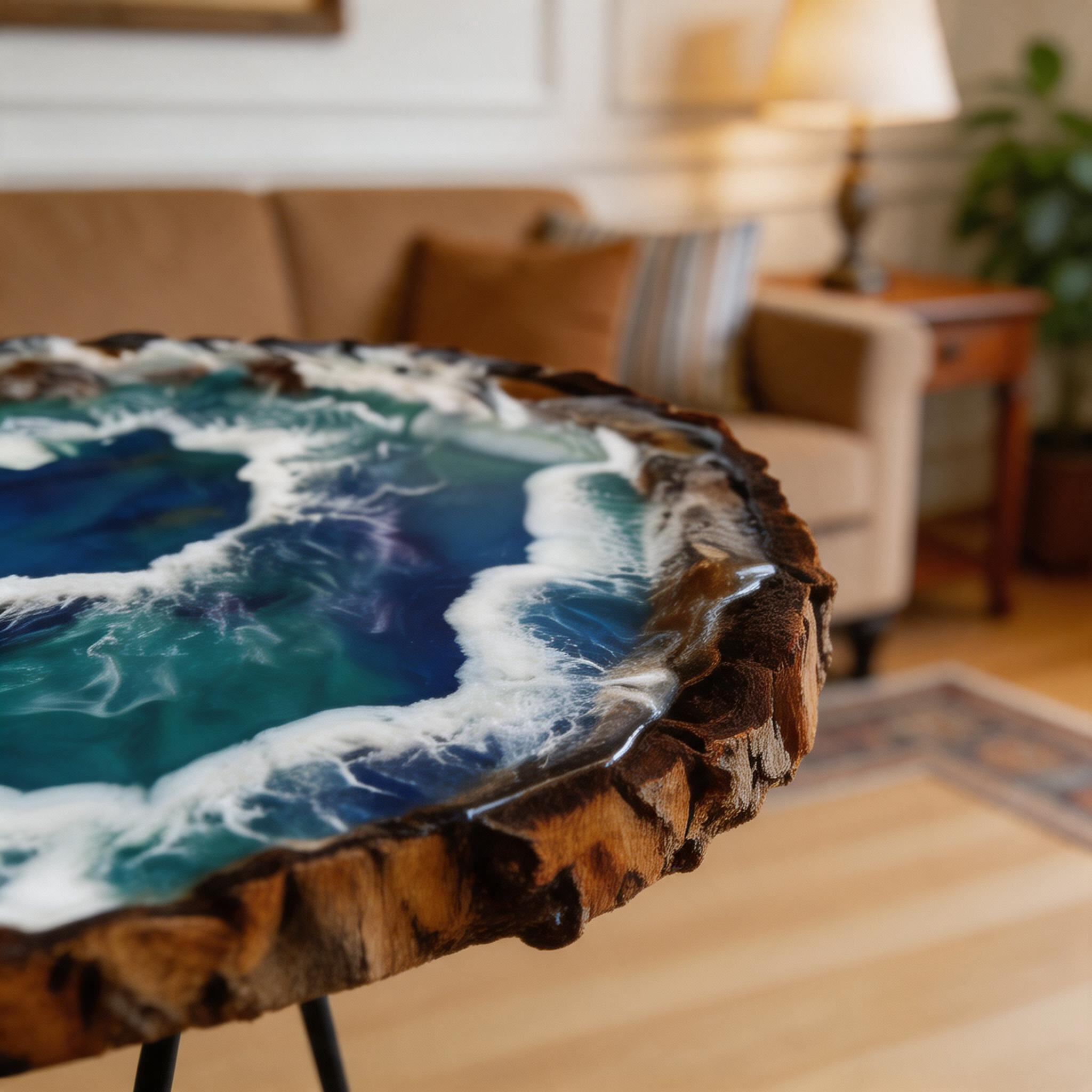 Ocean Walnut Resin Coffee Table