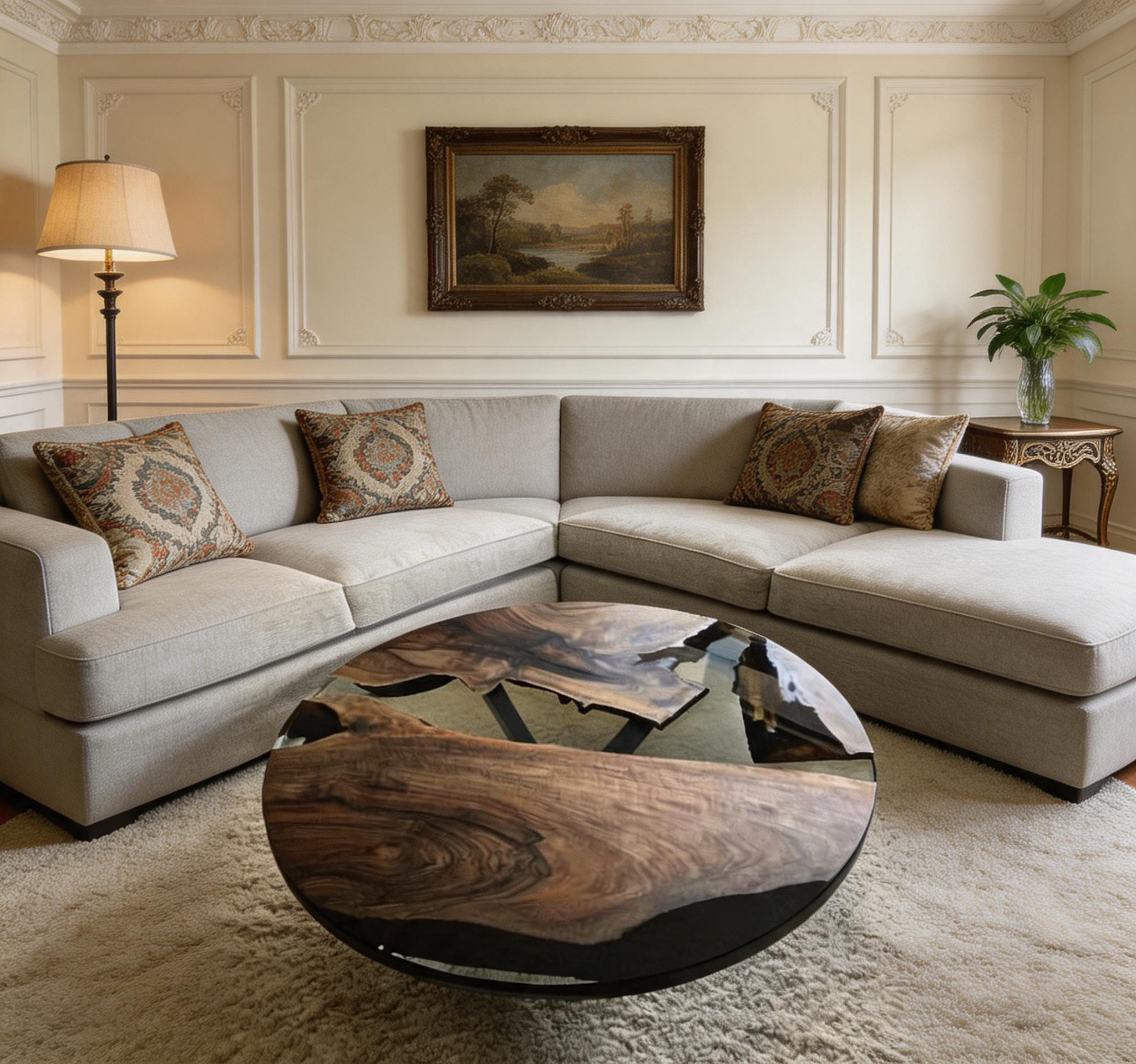 Walnut Round Epoxy Resin Table