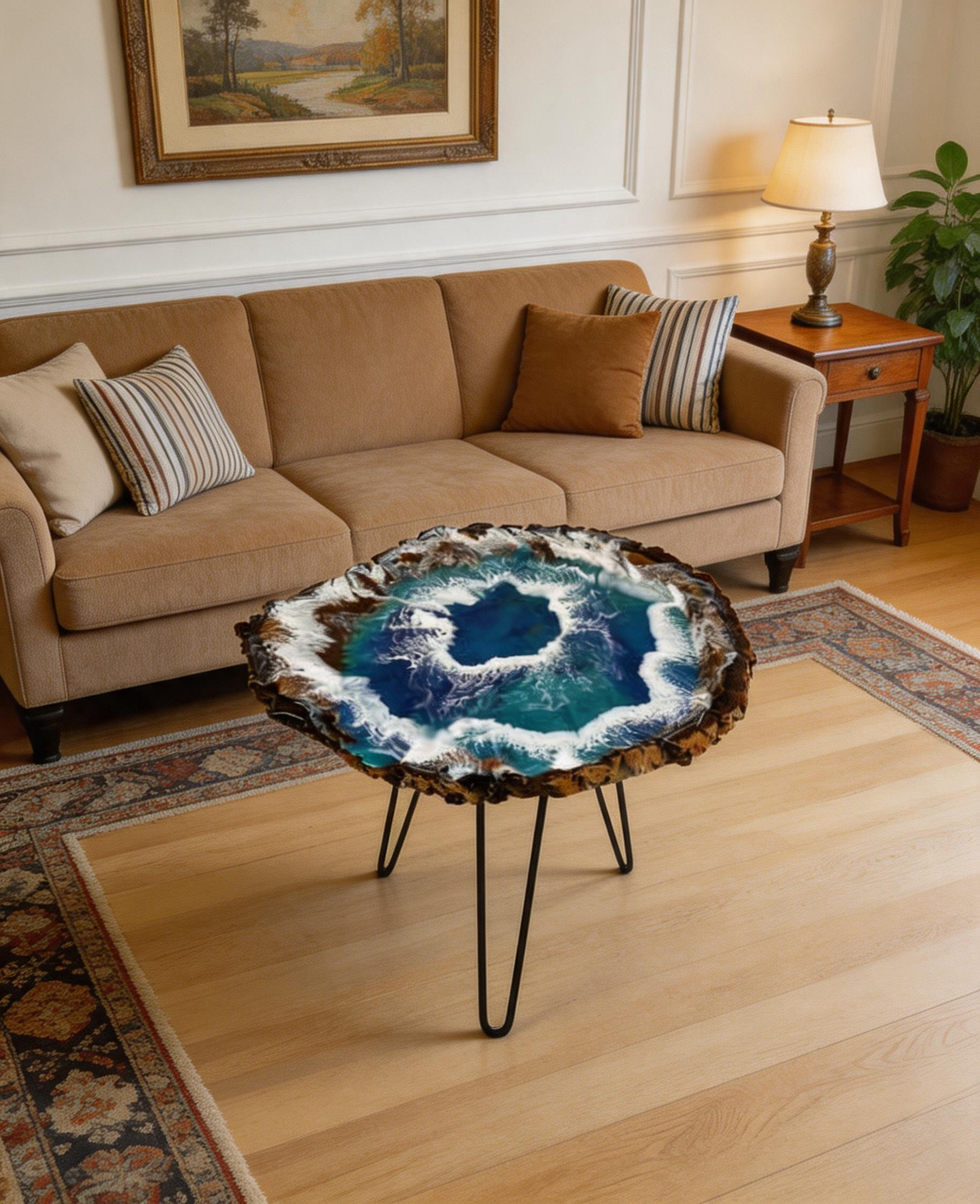 Ocean Walnut Resin Coffee Table