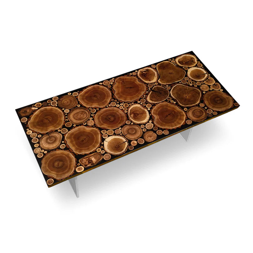 Locust Wood Rectangle Epoxy Resin Dining Table 40"W x 84"L