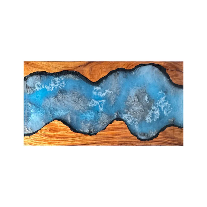Walnut Wood Blue Lagoon Epoxy Resin Coffee Table 30“W x 71"L Thickness 4"