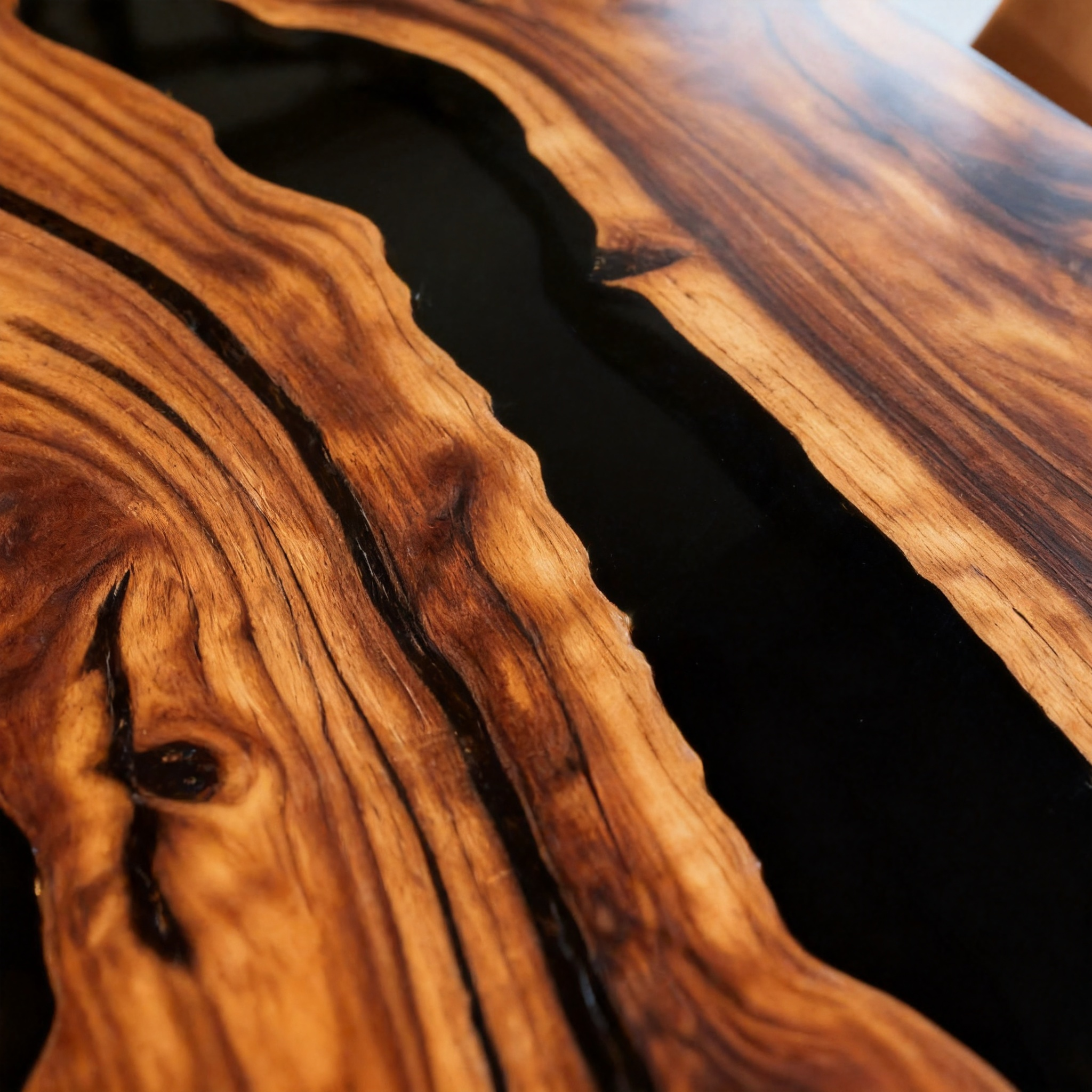 Premium Deep Tone Custom Black Walnut Blue Epoxy River Dining Table image 2