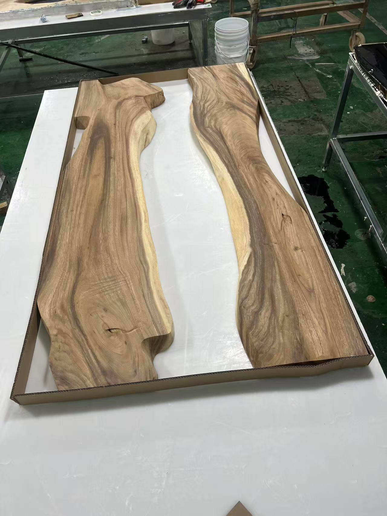 Custom Walnut Epoxy Resin River Table Black Resin ERT-99 - image 9 | ThawHome
