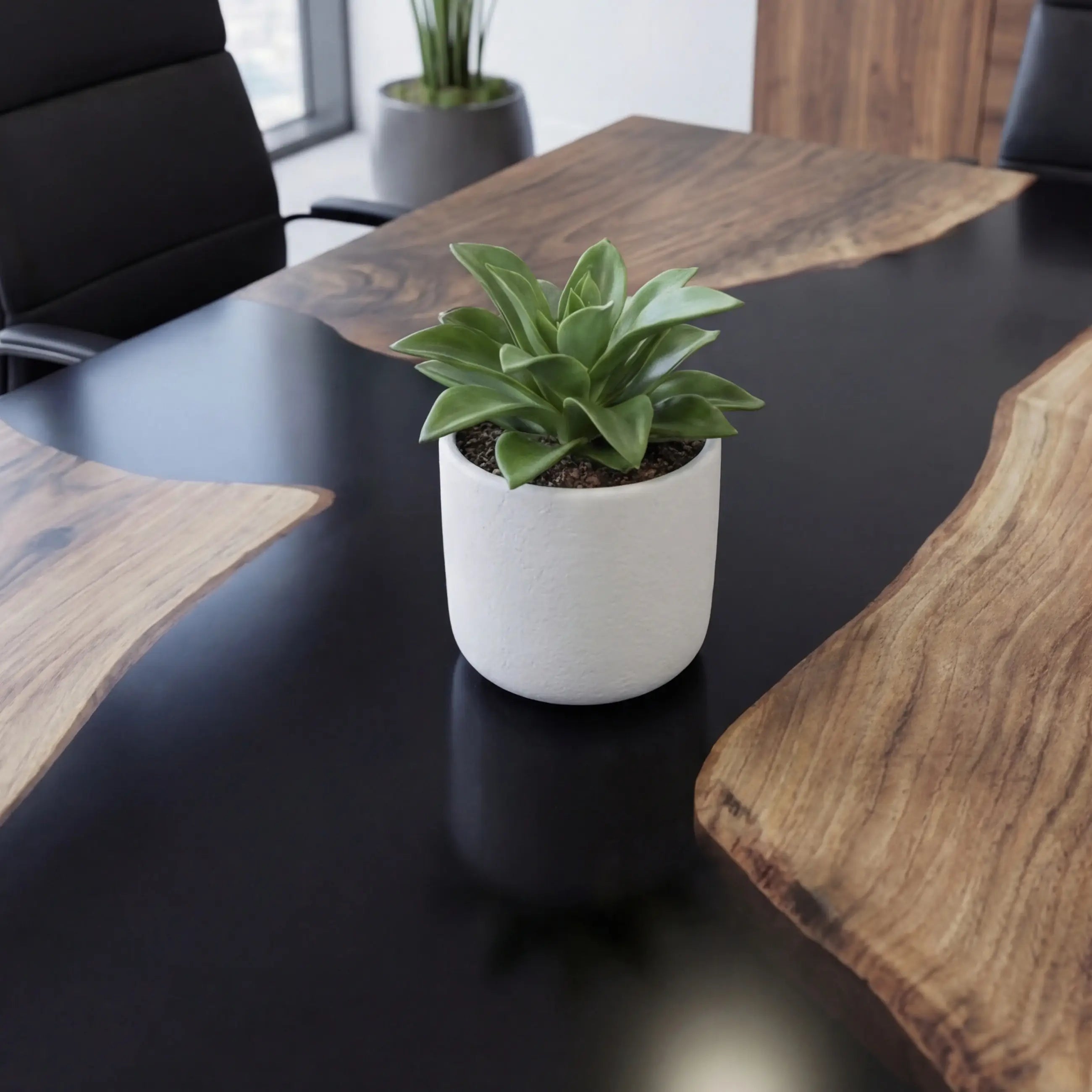 Custom Black Walnut Epoxy Resin River Conference Table Black Resin