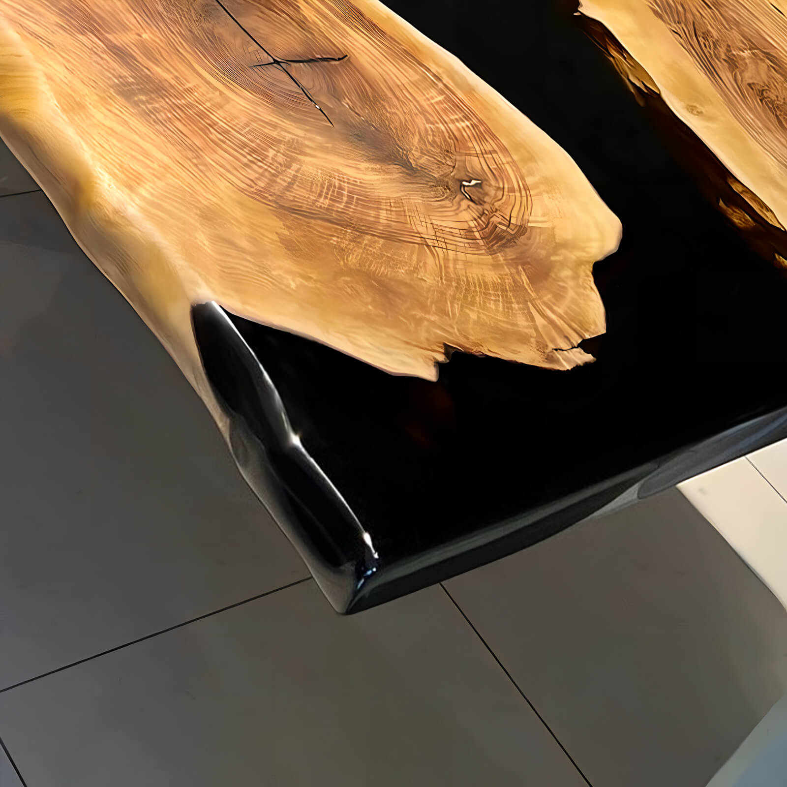 Custom Black Walnut Epoxy Resin River Table Black Pearl ERT-52 - image 7 | ThawHome