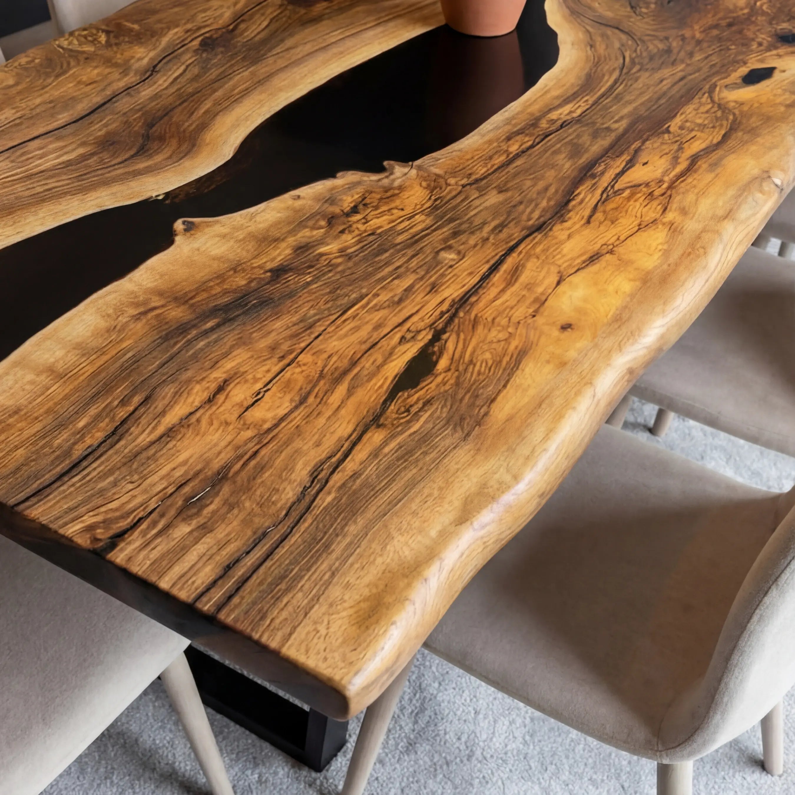Custom Black Walnut Epoxy Resin River Table Black Pearl ERT-52 - image 5 | ThawHome