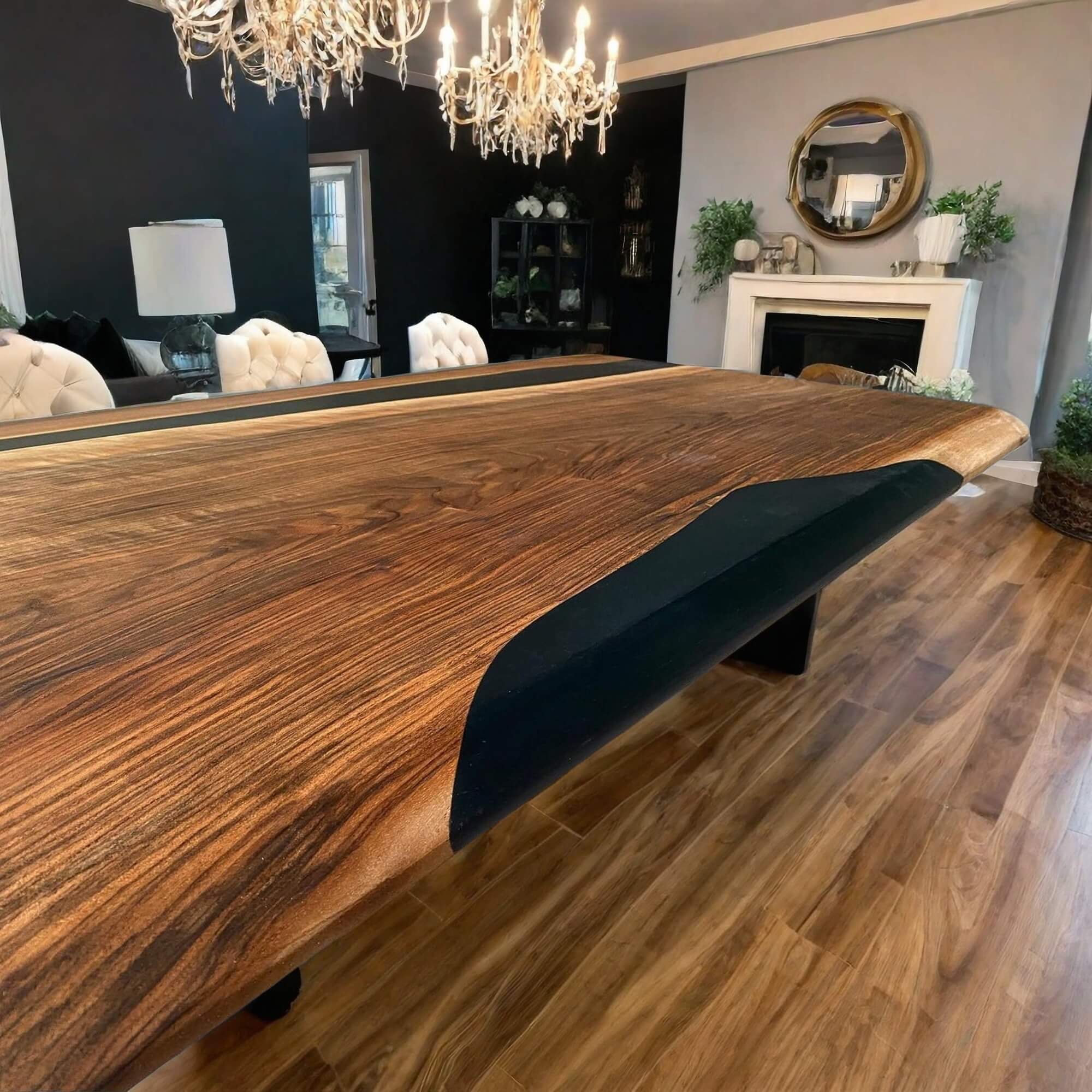 Custom Black Walnut Epoxy Resin River Table Black Resin AQT-67 - image 5 | ThawHome