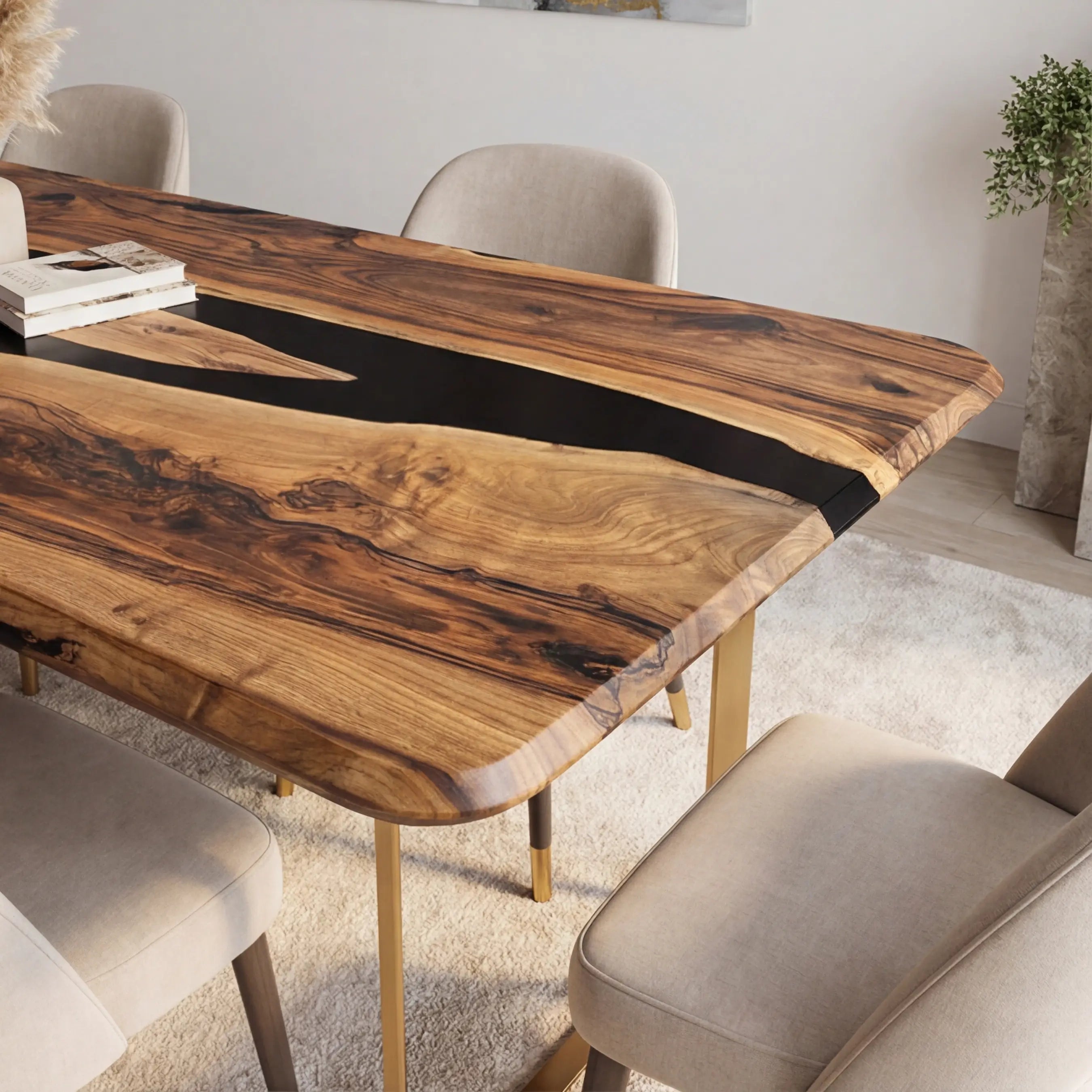 Custom Black Walnut Epoxy Resin River Table Black Resin ER-47 - image 5 | ThawHome